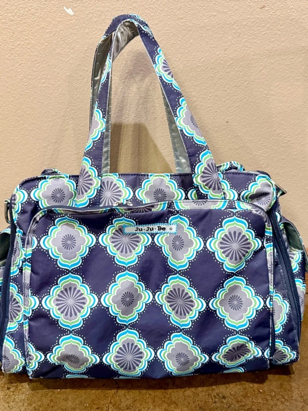 Ju-Ju-Be Navy Floral Geometric Baby Bag